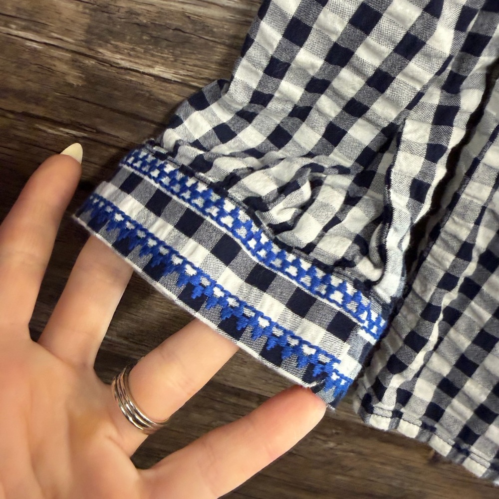 J. Crew Blue and White Checkered Blouse - Picture 5 of 9